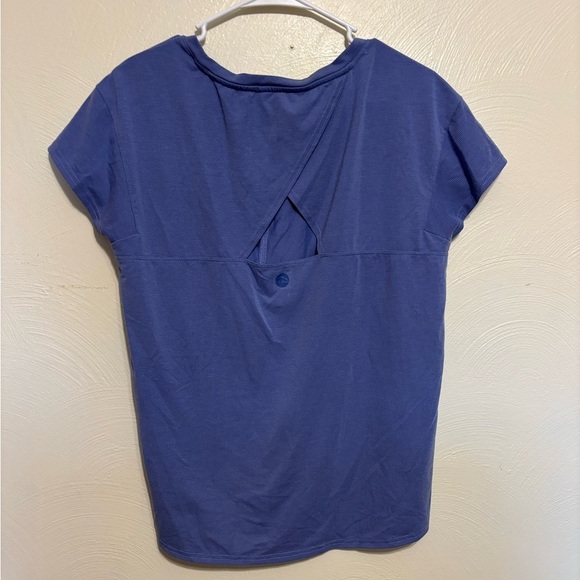 L.L. Bean Blue Asymmetrical Short Sleeve T-Shirt - Picture 9 of 9